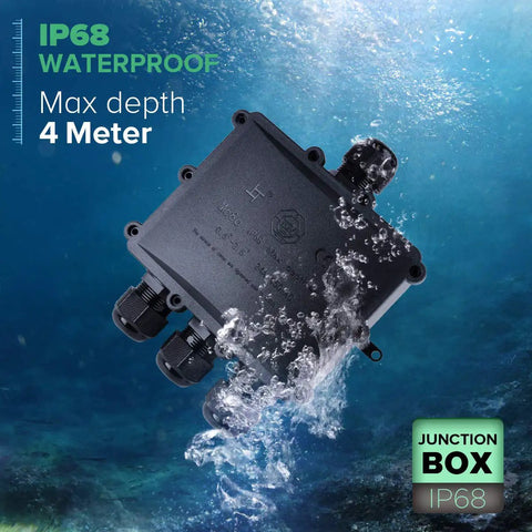 IP68 Waterproof 4 Way Junction Box Built Tough For Outdoor Use With 4 Channel Cable Connector submerged underwater