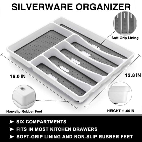 Drawer organizer for 49 Piece Silverware Set With Drawer Organizer For 8 People Built Tough For Everyday Home Use Heavy Duty Cutlery