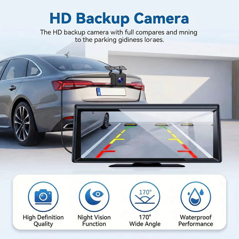 Car using 8.1 Inch Wireless CarPlay Dash Screen With Apple CarPlay And Android Auto For Hands Free Driving No Fuss 2K Dash Cam 1080P