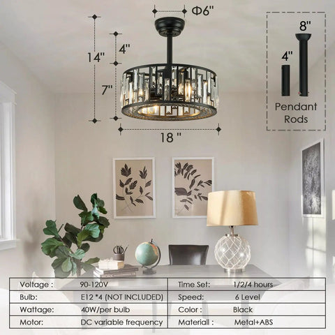 Gold Caged Ceiling Fan Light With Remote Control For Living Room And Kitchen Industrial Brass Fixture 18 Inch 4 E12 Sockets