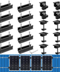 Aluminum Solar Panel Mounting Kit For 4 Panels With Four Point Seven Two Inch Rails And All End Clamps Center Clamps Wrench Waterproof