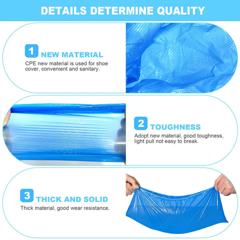 Details of Waterproof Disposable Shoe Covers Non Slip For Indoors And Light Outdoors CPE Plastic Booties 100 Pairs