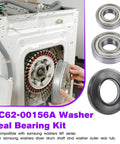 Premium Heavy Duty Replacement Washer Tub Bearings And Seal Kit For Samsung Front Load Washers shown with steel bearings and seal.