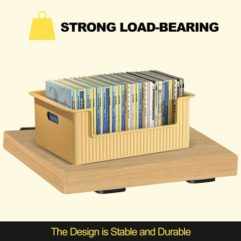 Wood shelf with storage box demonstrating strong load-bearing on 10 Inch Black Hidden L Shelf Brackets Set Of 12 Heavy Duty Iron Floating Shelf Brackets Rustic Industrial Style 5mm Thick Supports Up To 100 Lb Per Pair Matte Black Finish.