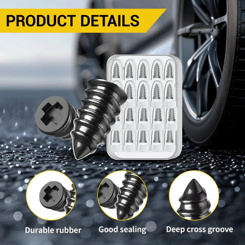 40 Piece Tire Repair Kit With Two Sizes Of Rubber Nails Includes Screw In Plugs Box And Driver DIY Fast Self Service Tire Patch Tool For Cars And SUVs No Tire Removal Needed Easy Quick Seal And Repair On The Go, showing rubber nails and storage box