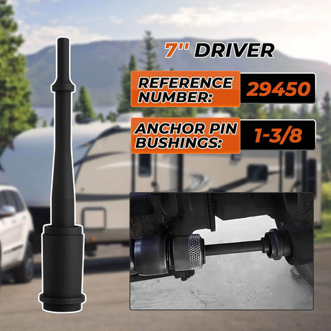 7-inch driver for Anchor Pin Bushing Kit With 1-3/8 Inch Bushing And 7 Inch Short Driver For Heavy Machinery, Trucks And Trailers