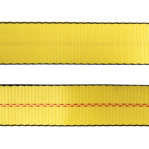 Close-up detail of 2 Pack 10 Foot Long Lifting Slings 2 Inch Wide Heavy Duty Nylon Web Slings with stitching for durable use