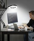 Hands Free Desk Magnifier With Light 10X And 5X Real Glass Anti Glare Lens, 5 Color Mode Stepless Dimmable LED Clamp Lamp