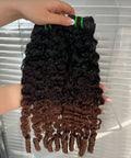 Ombre Burmese Curly Hair Bundles 20 Inch Two Pack T1B/2/30 Chestnut Brown Ombre 100 Percent Real Human Hair Unprocessed For Quick Weave