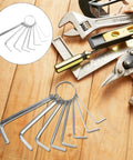 Eleouti 8 Piece Nickel Plated L Shaped Hexagon Wrench Set With Durable Spring Rings For Biking Repair And Home Fix Up Projects In Compact Silver Design, 8-piece silver hex keys