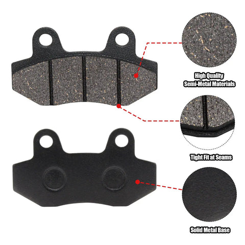 Rear Disc Brake Pads 4 Pcs Fit B200R B200C B200RSV B200 Mini Bike Gy6 Scooters front and back view
