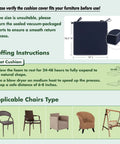 Diagram and instructions for Navy Outdoor Chair Cushions Set Of 4, 18.5x16x3 Inches, Waterproof Patio Seat Cushions For Outdoor Furniture