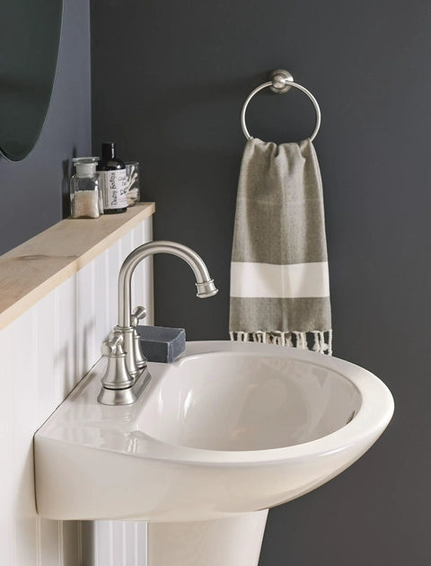 Banbury Brushed Nickel Towel Ring Built To Last, 6 Inch Aluminum Ring With Zinc Post, Lacquer Coated Finish, Wall Mount over sink