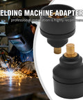 Brass Adapter Connectors Two Pack For Welding And Plasma Cutting Machines Ten Twenty Five Male To Thirty Five Fifty Female TIG Welding Torch Connector Adapter With Heavy Duty Brass Construction And Enhanced Compatibility shown with welder.