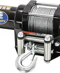 Beefed Up 3000 Lb ATV Winch With 12V DC Motor, Roller Fairlead, wire rope coiled, suitable for ATVs, black and silver design