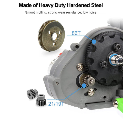 Beefy 86T Spur Gear 48P Steel Transmission Set for Traxxas Slash 2WD Rustler Stampede Upgrades with 19T and 21T Pinions