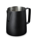 12Oz Stainless Steel Milk Frothing Pitcher With V Shaped Spout And Teflon Coating Espresso Steaming Jug For Latte Art Barista Grade Milk Frother For Your Home Cafe And Coffee Bar Setup black view
