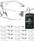 Shop Ready 12 Pack Safety Glasses For The Daily Hustle And Sports, Ansi Z87.1 Rated protective eyewear with wraparound clear lenses.