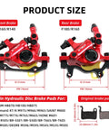 X-TECH hydraulic disc brake caliper set, front and rear, red aluminum alloy for MTB bikes