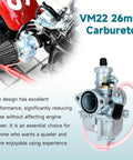 26mm Predator 212 Carburetor Upgrade Kit for 212cc Coleman CT200U mini bikes and go karts shown with intake filter and manifold.
