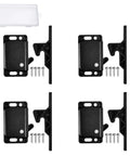 Solid 4 Pack RV Cabinet Latches Kit With Case And Screws, Quiet Manual Push Locks For Camper, ABS Plastic, Black