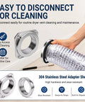 Magnetic Dryer Vent Connector Kit 4 Inch Quick Disconnect Snap On Magnetic Duct Coupler in use for lint removal