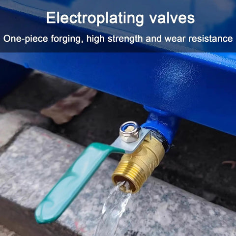 Electroplating valve on Beefy Heavy Duty Spill Containment Platform With Drain And Non Slip Utility Tray, blue industrial grade