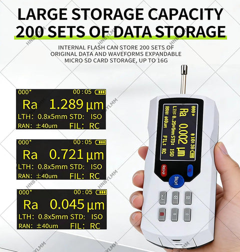 Pro Grade Portable Digital Surface Roughness Tester With 13 Parameters And 0.001 Micron Resolution Diamond Sensor 160 Micron Measurement Range Inductive Technology For Industrial And Laboratory Use Fast Accurate Surface Quality Analysis, handheld in white body