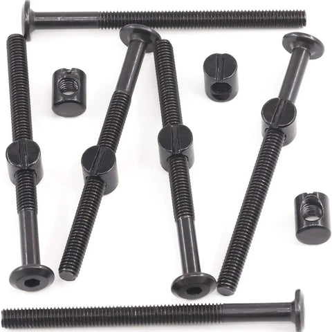 Rock Solid M6 X 80 Mm Hex Socket Cap Bolts With Barrel Nuts Knockout Grade Hardware Set laid out on a white background.
