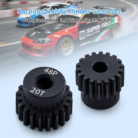 48P Pinion Gear Set For One Tenth RC Car With 3.175mm Shaft Hole Includes 18T 19T 20T 21T 22T 48 Pitch Motor Gears Upgrade Kit