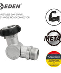 Adjustable 180 Degree and 360 Degree Metal Swivel Connector With TPR Grip, shown in metal finish, used to prevent kinks and twists