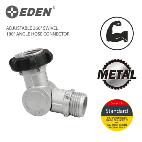 Adjustable 180 Degree and 360 Degree Metal Swivel Connector With TPR Grip, shown in metal finish, used to prevent kinks and twists