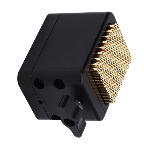 Universal Watch Movement Holder and Parts Clamp for Watchmakers and Hobbyists, black base with gold pins, side view