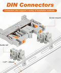 Push In Gray DIN Rail Terminal Block Kit ST2 2.5 1x1 76 Pcs With Covers End Stops And Jumpers For Control Panels And DIY Electrical Projects Perfect For Auto Wiring In Cabinets Quick Install And Reliable Performance. Gray 35mm DIN rail terminal block with screw mount