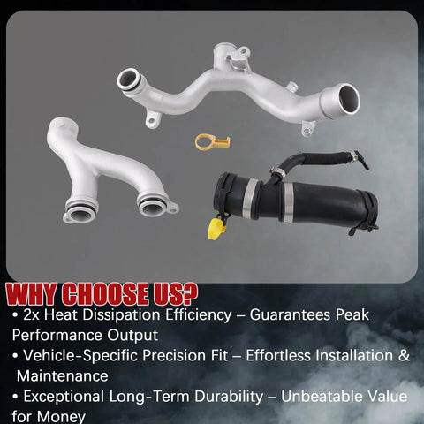 Heavy Duty Aluminum Coolant Water Pipe System Kit For Jaguar F Type F Pace Xf Xe Xj Land Rover Discovery Range Rover with connectors.