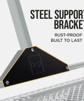 Steel support bracket close-up for Compost Spreader With 24 Inch Wide Drum For Even Coverage Of Compost Soil Sand Manure And Mulch