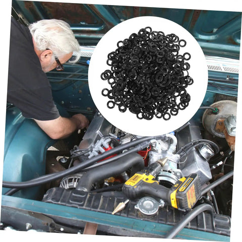500 Pcs Spring Wave Washer Gasket Set, Assortment Kit For Load Distribution In Tight Spaces, Durable Wave Springs, Steel Construction, Perfect For Mechanical Fixes And Assembly Projects, black steel washers in engine bay repair