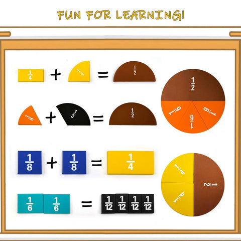 Fraction Bars Tiles And Circles Set For Math Classrooms And Homeschool Use Foam Fractions Manipulatives Kit With Twelve Sets