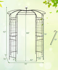 Birdcage Shaped Garden Arch For Climbing Plants And Outdoor Decor, 9.3 By 6.5 Ft Heavy Duty Metal Pergola Trellis with dimensions