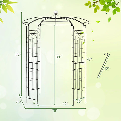 Birdcage Shaped Garden Arch For Climbing Plants And Outdoor Decor, 9.3 By 6.5 Ft Heavy Duty Metal Pergola Trellis with dimensions