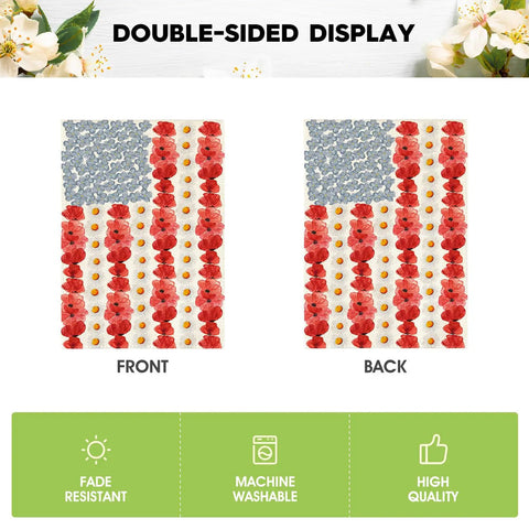 Colorlife Myosotis Poppy Memorial Day Garden Flag 12x18 Inch Double Sided Outdoor Yard Flag For Patriotic American Pride Decor Weather Resistant Durable Polyester Front Porch Ready - front and back design