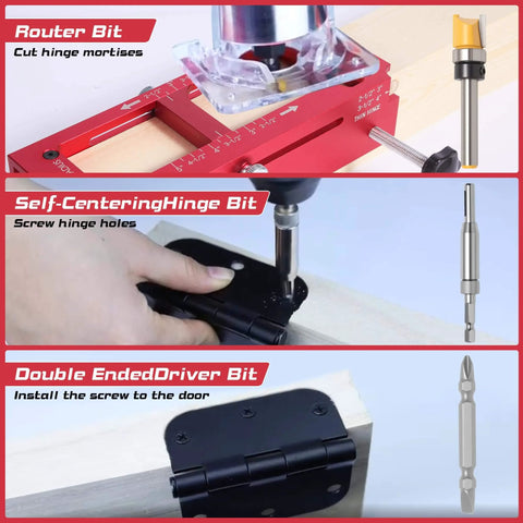 Upgrade Aluminum Door Hinge Jig For Adjustable Mortising Template Fits Two And A Half To Five Inch Door And Cabinet Hinges
