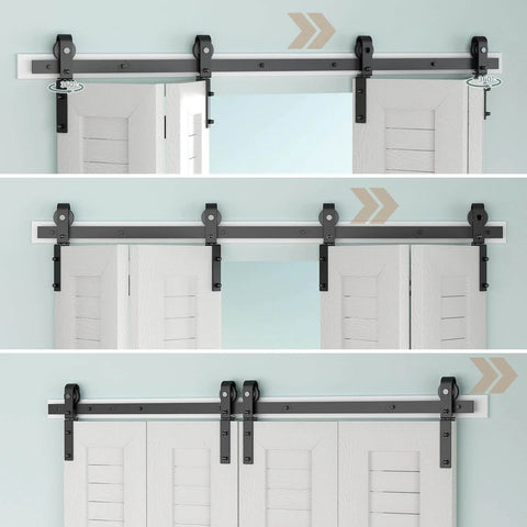Heavy Duty 48 Inch Bi Folding Sliding Barn Door Hardware Kit With Wall Mount Rollers for Four 11 Inch Bifold Doors
