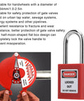 Heavy Duty Valve Lockout Safety Padlock For Home Gas And Water Meters With Adjustable Handwheel Fit That Snaps On Easily And Comes With A Secure Lock Box To Keep Your Systems Locked Up Tight All Season Long - red padlock and valve handle lockout system.