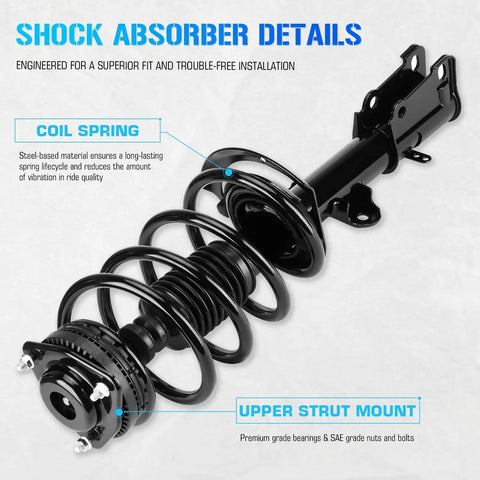 Dodge Grand Caravan Front Struts And Sway Bar Links Kit For 2008 To 2019 Not For RT Or GT Models And Not Compatible With Nivomat Rear Suspension Easy Installation Durable Front Suspension Upgrade For Smooth Ride And Tight Handling, black steel coil spring strut