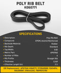 90K-39282D All In One Serpentine Belt Drive Component Kit For 3.6L V6 Chrysler Dodge Cars 2011 To 2019 Includes Drive Belt Tensioner 39282 And Idler Pulley 38082 For Town And Country Grand Caravan Journey Avenger Ram C V. Poly rib belt 6PK1960, EPDM rubber.