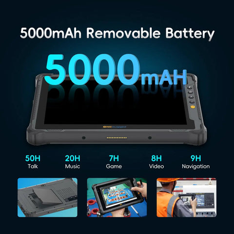 Rugged 10.1 Inch Windows 11 Pro Tablet With Honeywell N4680 Barcode Scanner showcasing 5000mAh removable battery