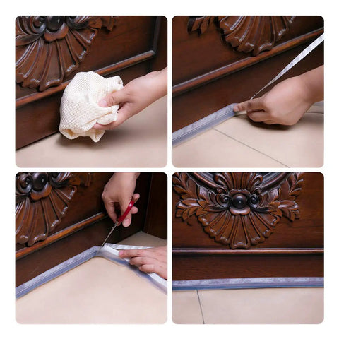 Transparent Silicone Door Seal Strip Self Adhesive Weather Stripping being installed on wooden door frame