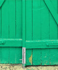 No Brainer Heavy Duty Stainless Steel Slide Bolt Latch Set For Fence Gates And Wood Sheds on green wooden double gate.