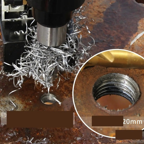 Professional Mag Drill With Stepless Speed Control For Steel Structures drilling metal with silver shavings visible around the bit.